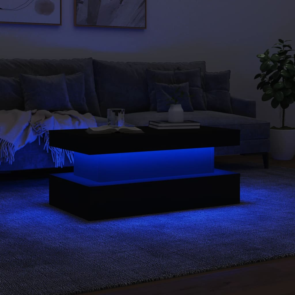 Coffee Table with LED Lights White 90x50x40 cm - Modern Design, RGB LED Lights, Versatile, Durable Material