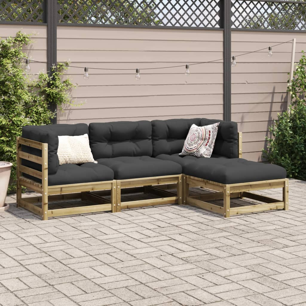 4 Piece Garden Sofa Set | Impregnated Wood Pine | Outdoor Furniture