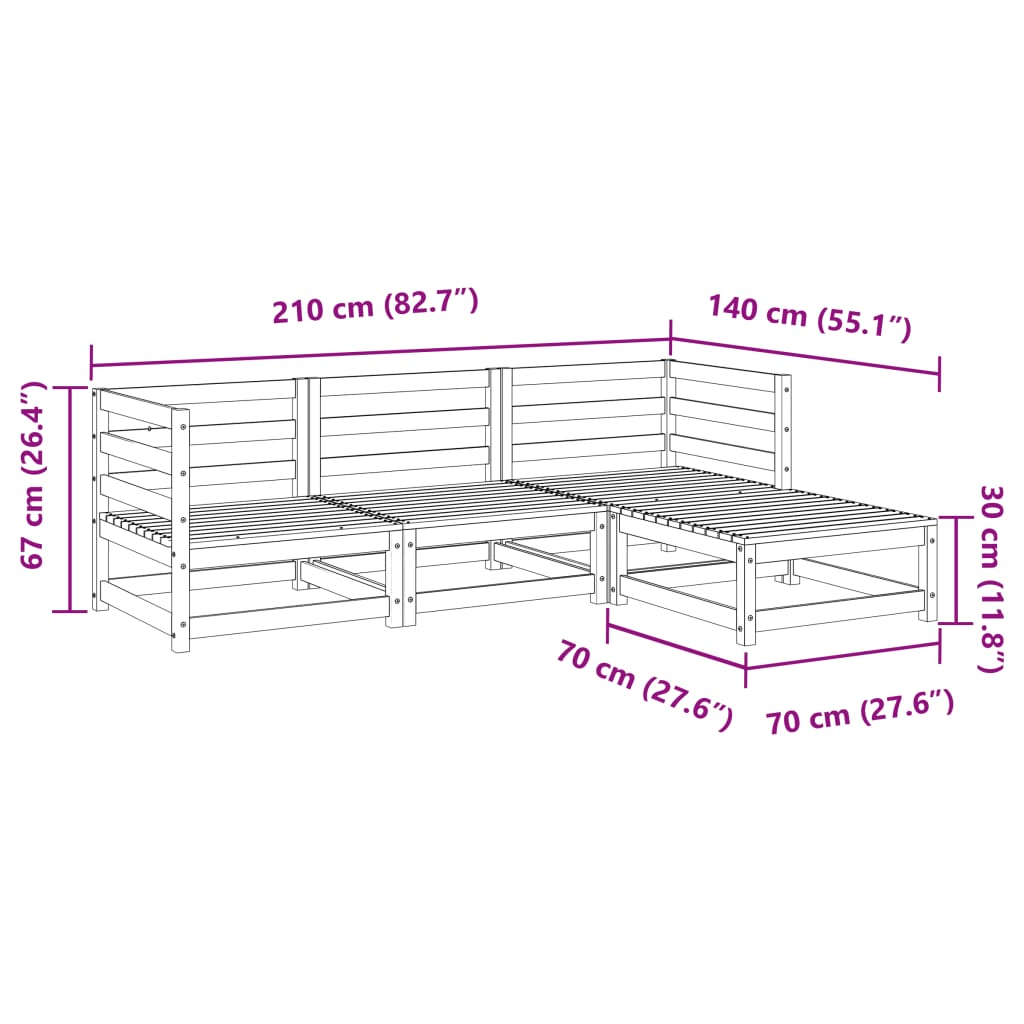 4 Piece Garden Sofa Set | Impregnated Wood Pine | Outdoor Furniture