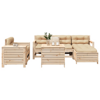 vidaXL 7 Piece Garden Sofa Set Solid Wood Pine - Durable Outdoor Furniture