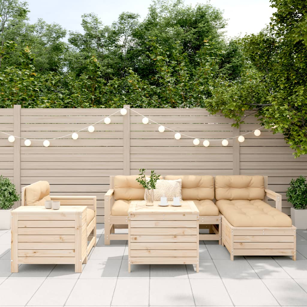 7 Piece Garden Sofa Set Solid Wood Pine - Outdoor Furniture