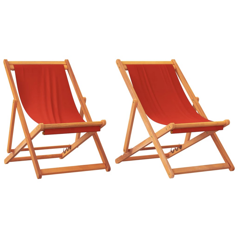 Folding Beach Chairs 2 pcs Red Fabric - Relax in Comfort and Style