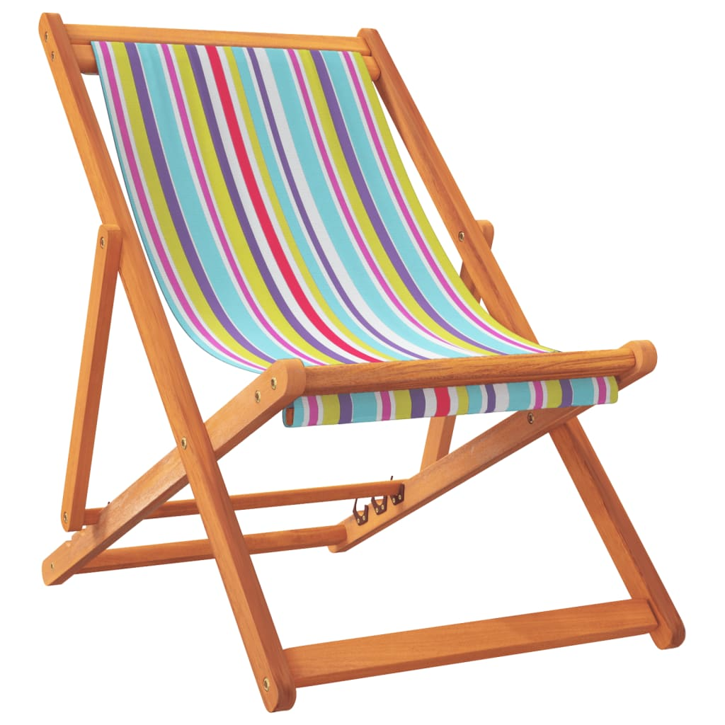 Folding Beach Chairs 2 pcs - Multicolour Fabric, Durable and Adjustable