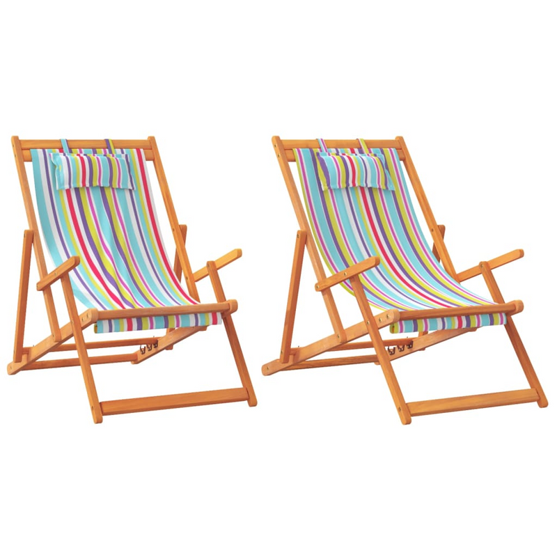 Folding Beach Chairs 2 pcs - Multicolour Fabric - Ultimate Comfort and Style