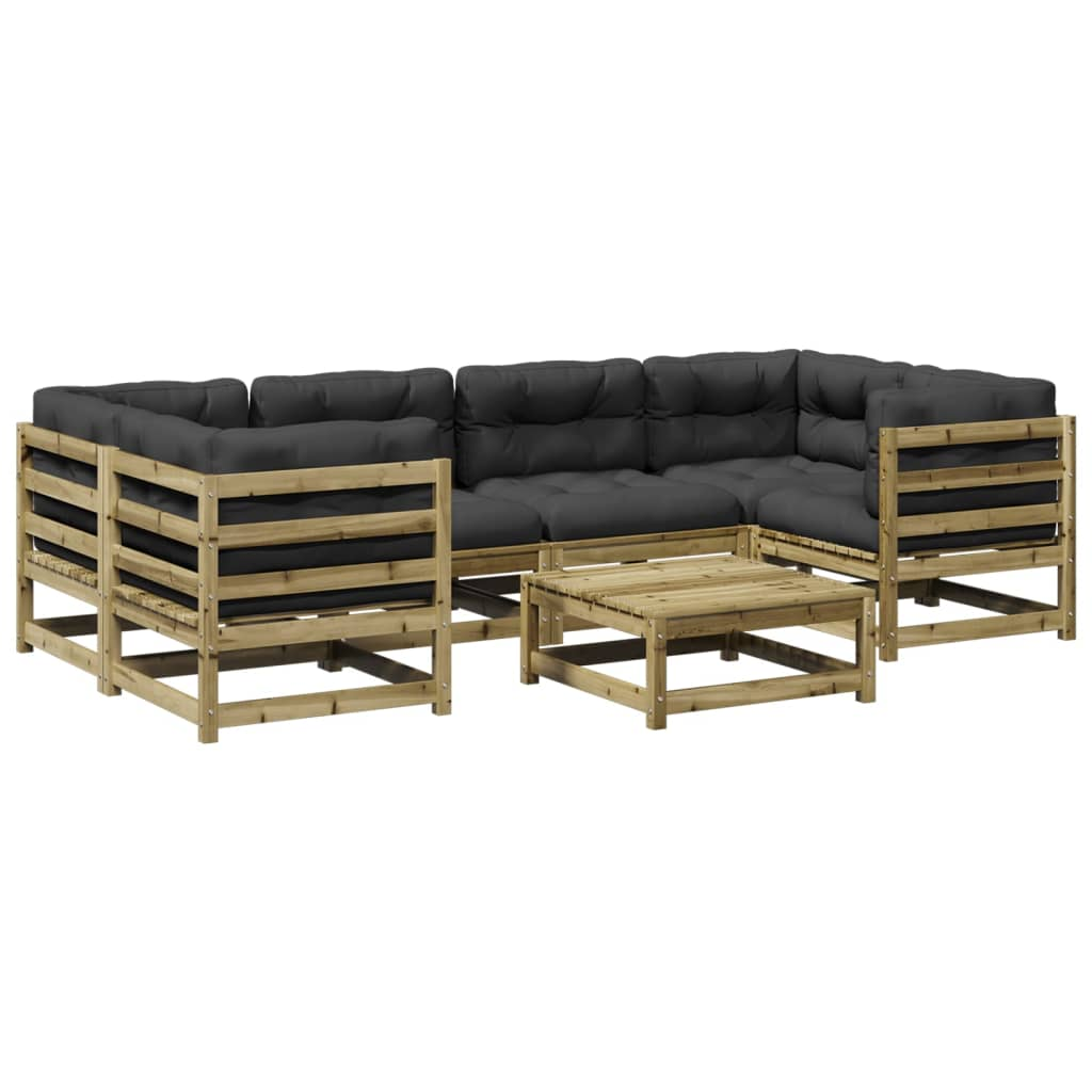 vidaXL 7 Piece Garden Sofa Set with Cushions – Impregnated Wood Pine