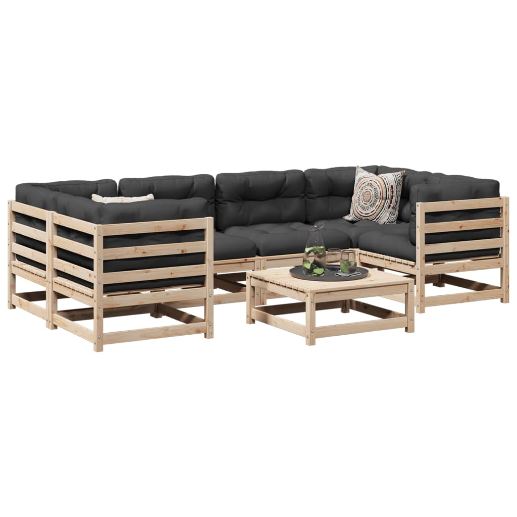 7 Piece Garden Sofa Set Solid Wood Pine