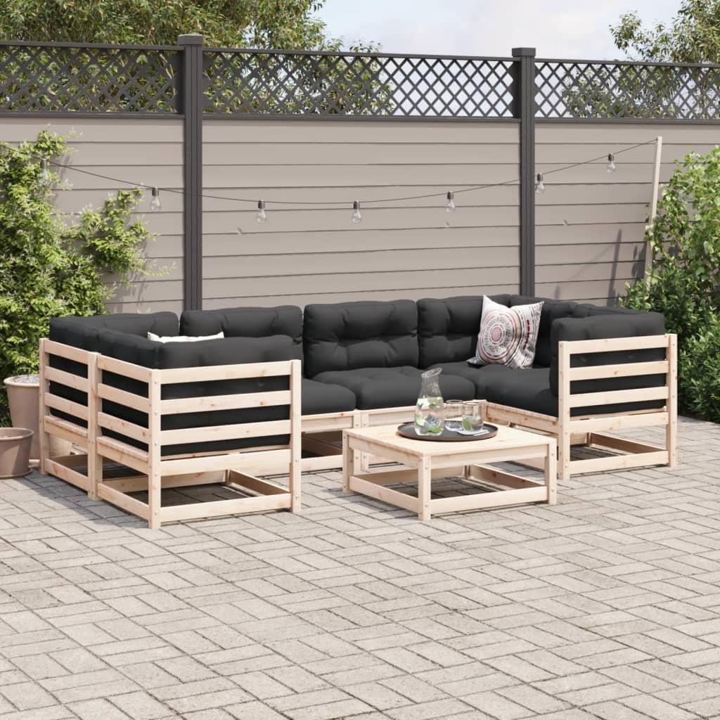 7 Piece Garden Sofa Set Solid Wood Pine