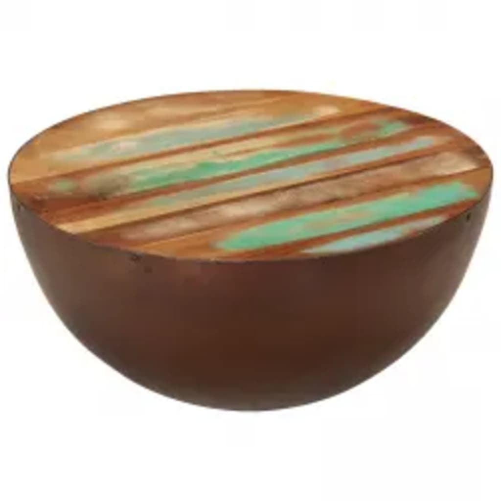 Coffee Table Bowl-shaped with Steel Base Solid Reclaimed Wood