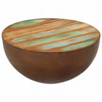 Coffee Table Bowl-shaped with Steel Base Solid Reclaimed Wood