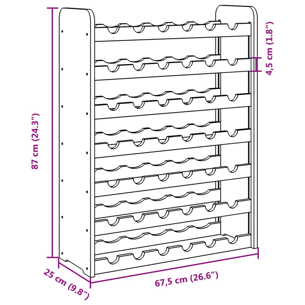 Wine Rack 67.5x25x87 cm Solid Wood Pine - Store and Display Your Wine in Style