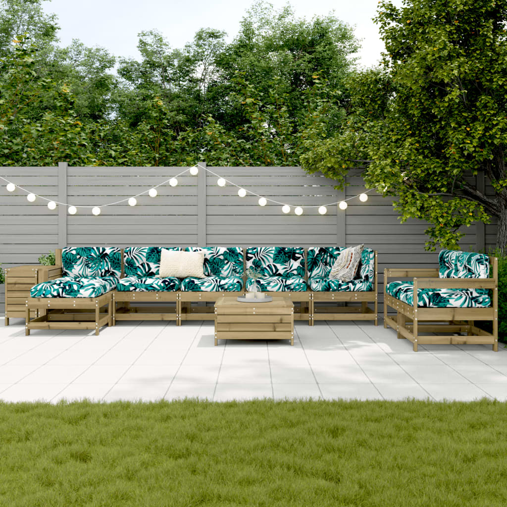 10 Piece Garden Sofa Set | Impregnated Wood Pine