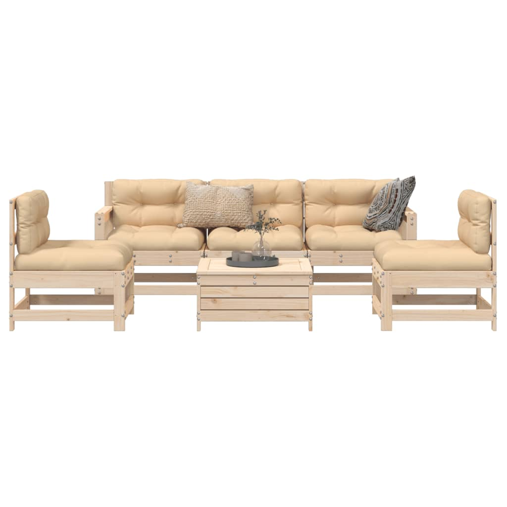 6 Piece Garden Sofa Set Solid Wood Pine - Outdoor Furniture for Cozy Family Time