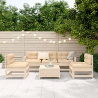 6 Piece Garden Sofa Set Solid Wood Pine - Outdoor Furniture for Cozy Family Time