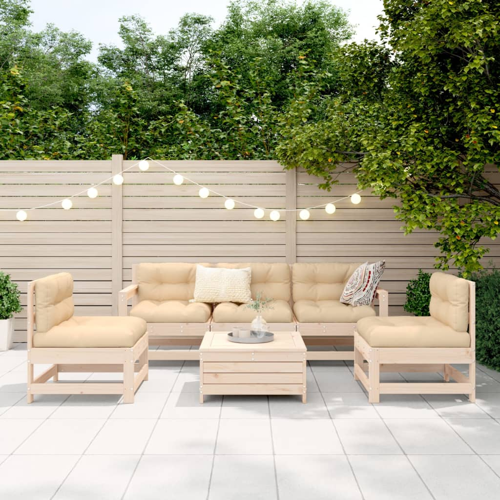 6 Piece Garden Sofa Set Solid Wood Pine - Outdoor Lounge Furniture