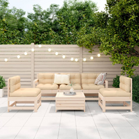 6 Piece Garden Sofa Set Solid Wood Pine - Outdoor Lounge Furniture