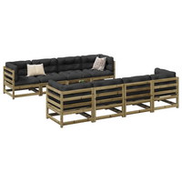 vidaXL 9 Piece Garden Sofa Set with Cushions, Impregnated Wood Pine