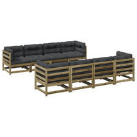 vidaXL 9 Piece Garden Sofa Set with Cushions, Impregnated Wood Pine