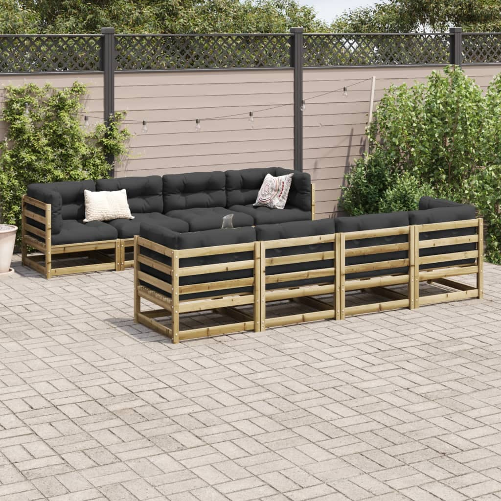 vidaXL 9 Piece Garden Sofa Set with Cushions, Impregnated Wood Pine