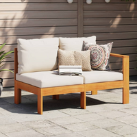 Garden Sofa with 1 Armrest 2-Seater Solid Wood Acacia - Comfortable Outdoor Furniture with Removable Cushions