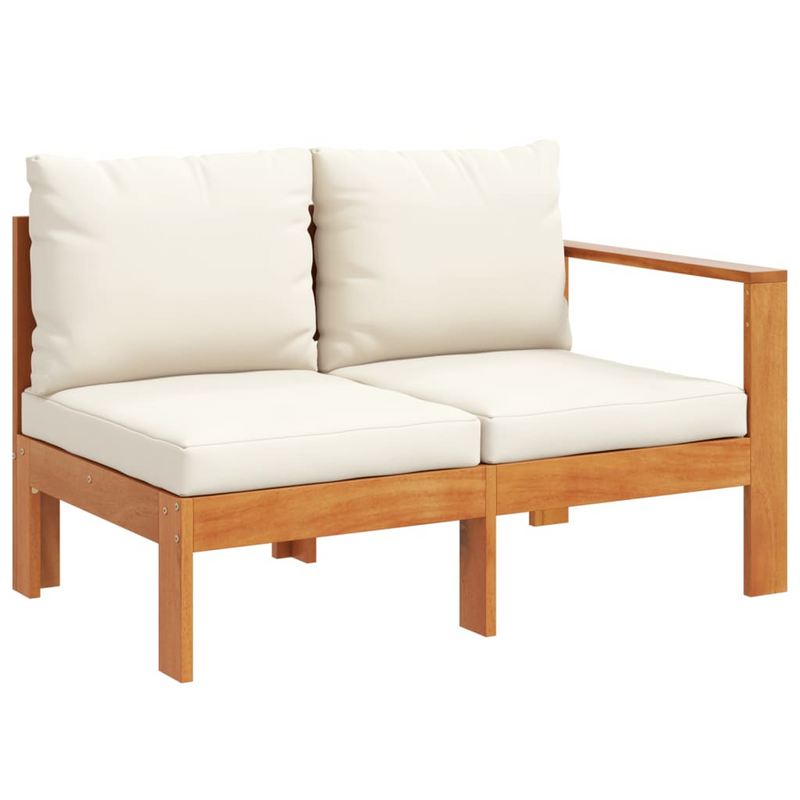 Garden Sofa with 1 Armrest 2-Seater Solid Wood Acacia - Comfortable Outdoor Furniture with Removable Cushions