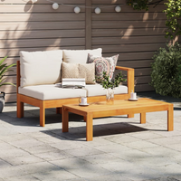 Garden Sofa with 1 Armrest 2-Seater Solid Wood Acacia - Comfortable Outdoor Furniture with Removable Cushions