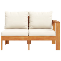 Garden Sofa with 1 Armrest 2-Seater Solid Wood Acacia - Comfortable Outdoor Furniture with Removable Cushions