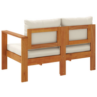 Garden Sofa with 1 Armrest 2-Seater Solid Wood Acacia - Comfortable Outdoor Furniture with Removable Cushions