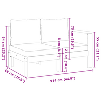 Garden Sofa with 1 Armrest 2-Seater Solid Wood Acacia - Comfortable Outdoor Furniture with Removable Cushions