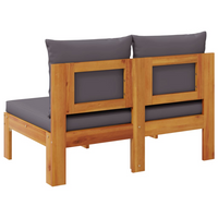 Armless Garden Sofa with Cushions - 2-Seater Solid Wood Acacia