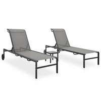 Sun Loungers 2 pcs with Table Textilene and Steel - Relax in Style