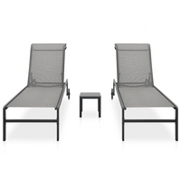 Sun Loungers 2 pcs with Table Textilene and Steel - Relax in Style