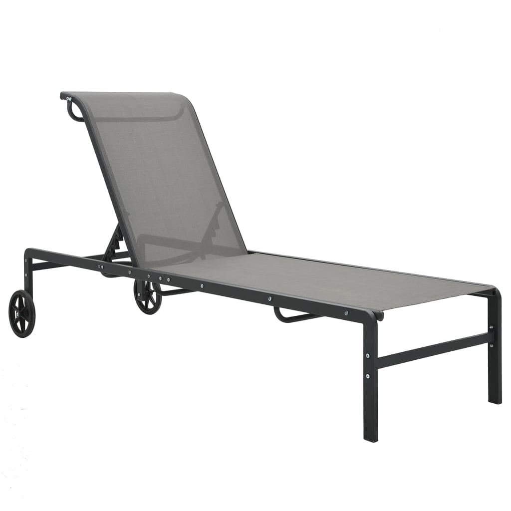 Sun Loungers 2 pcs with Table Textilene and Steel - Relax in Style