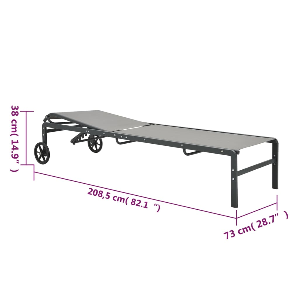 Sun Loungers 2 pcs with Table Textilene and Steel - Relax in Style