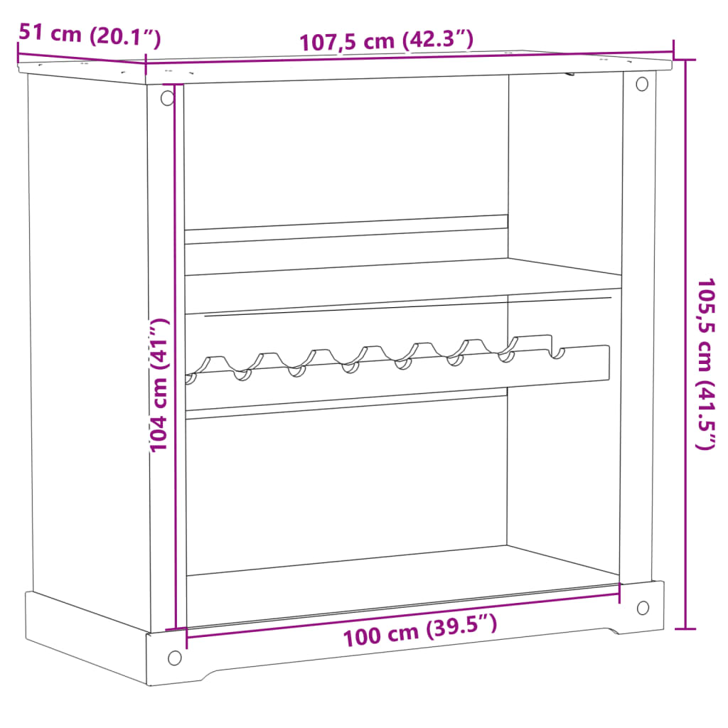 Wine Cabinet Corona | Solid Wood Pine - Store, Age, and Display Your Wine in Style