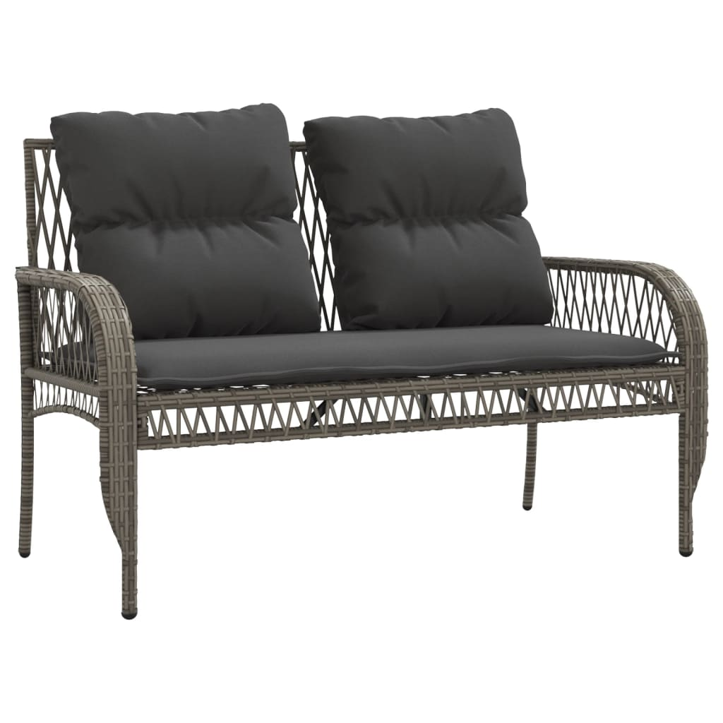 4 Piece Garden Sofa Set with Cushions - Grey Poly Rattan | Comfortable Outdoor Furniture