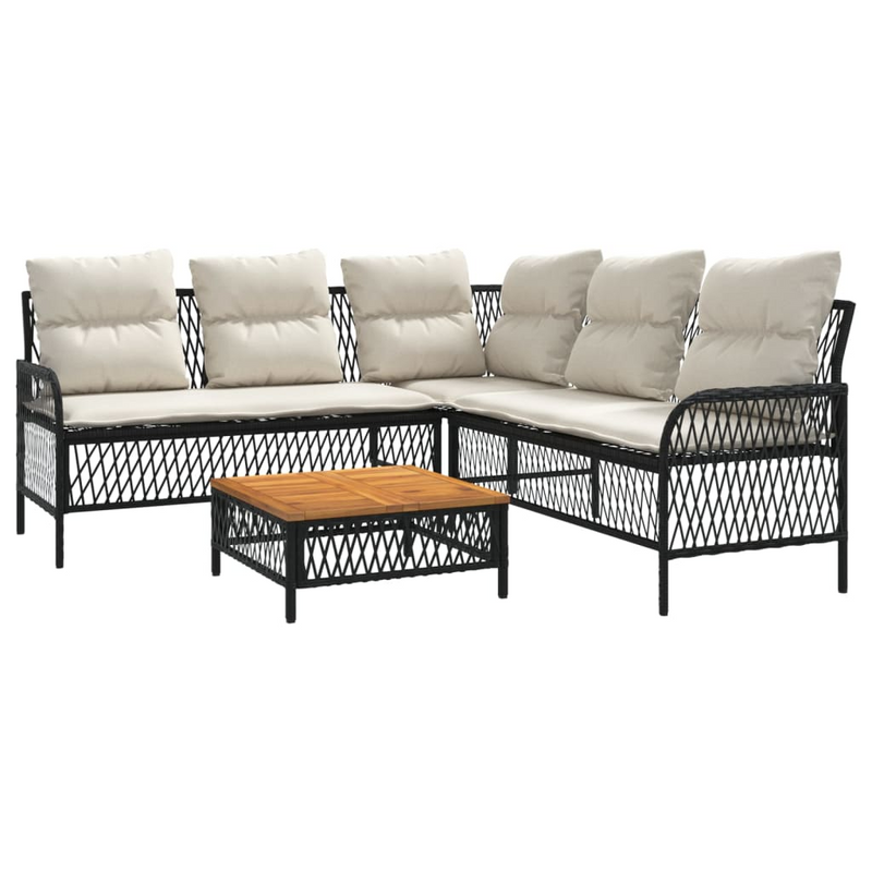 2 Piece Garden Sofa Set with Cushions - Black Poly Rattan | Outdoor Furniture