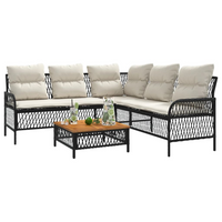 2 Piece Garden Sofa Set with Cushions - Black Poly Rattan | Outdoor Furniture