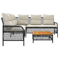 2 Piece Garden Sofa Set with Cushions - Black Poly Rattan | Outdoor Furniture