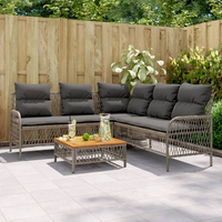 2 Piece Garden Sofa Set with Cushions | Grey Poly Rattan - Add Comfort and Style to Your Outdoor Space