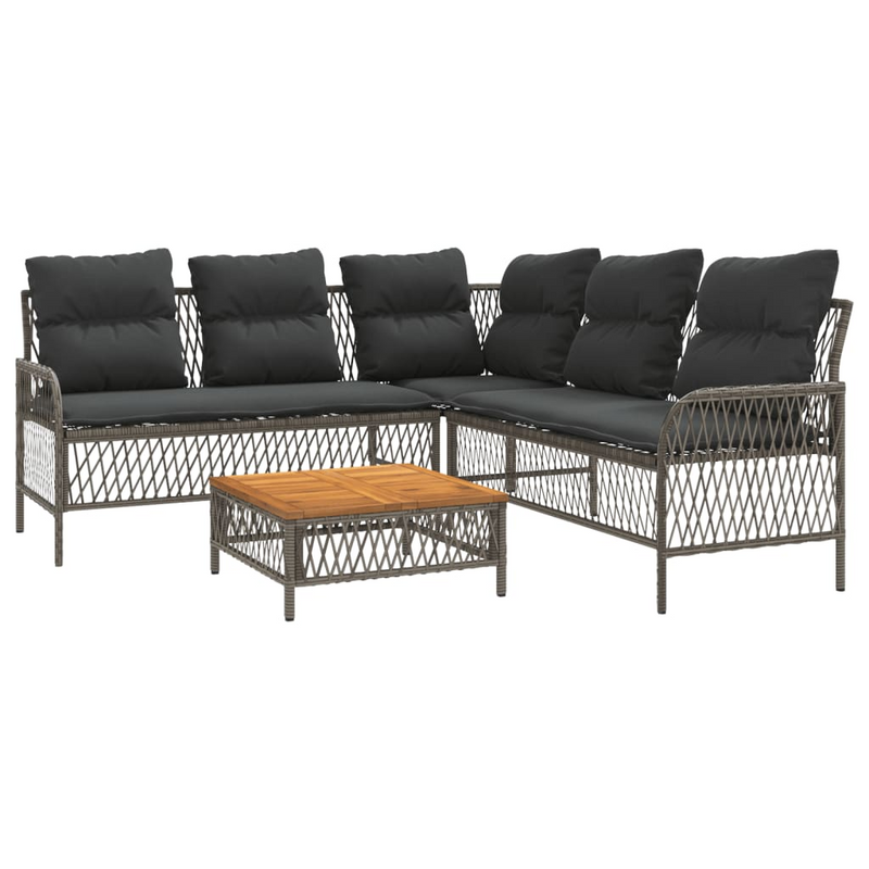 2 Piece Garden Sofa Set with Cushions | Grey Poly Rattan - Add Comfort and Style to Your Outdoor Space