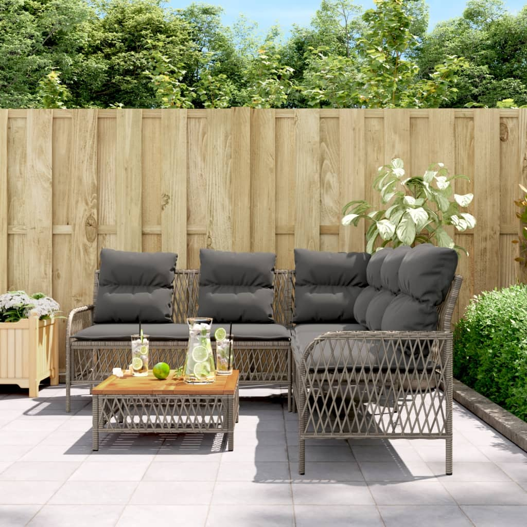 2 Piece Garden Sofa Set with Cushions | Grey Poly Rattan - Add Comfort and Style to Your Outdoor Space