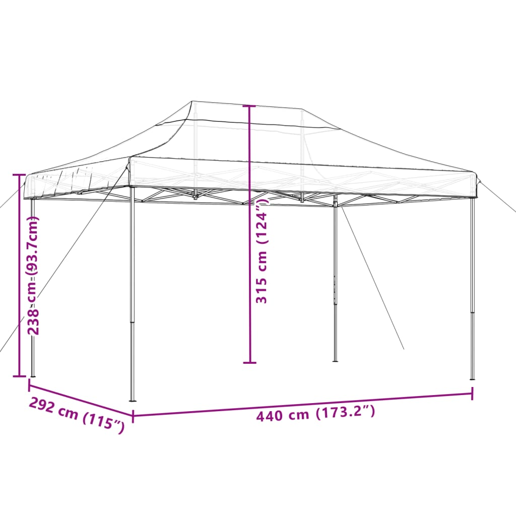 Foldable Party Tent Pop-Up Black 440x292x315 cm