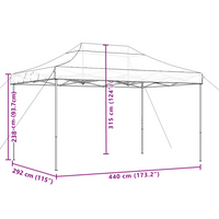 Foldable Party Tent Pop-Up Black 440x292x315 cm