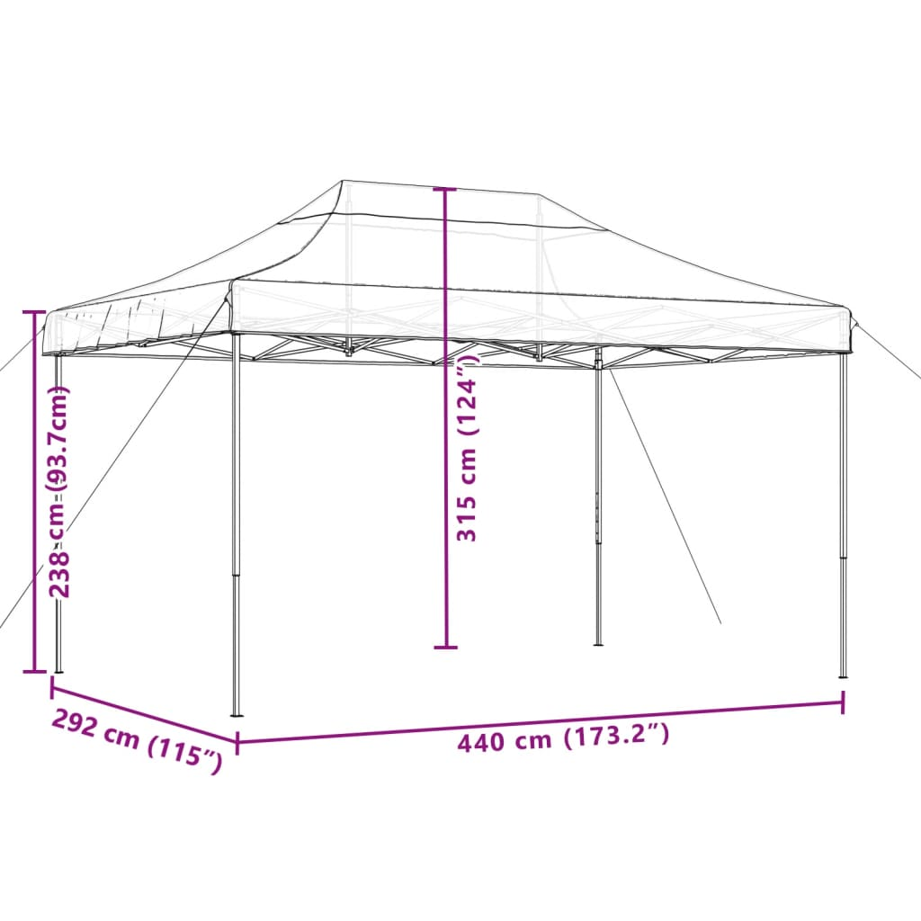 Foldable Party Tent Pop-Up Terracotta 440x292x315 cm - Perfect for Outdoor Events