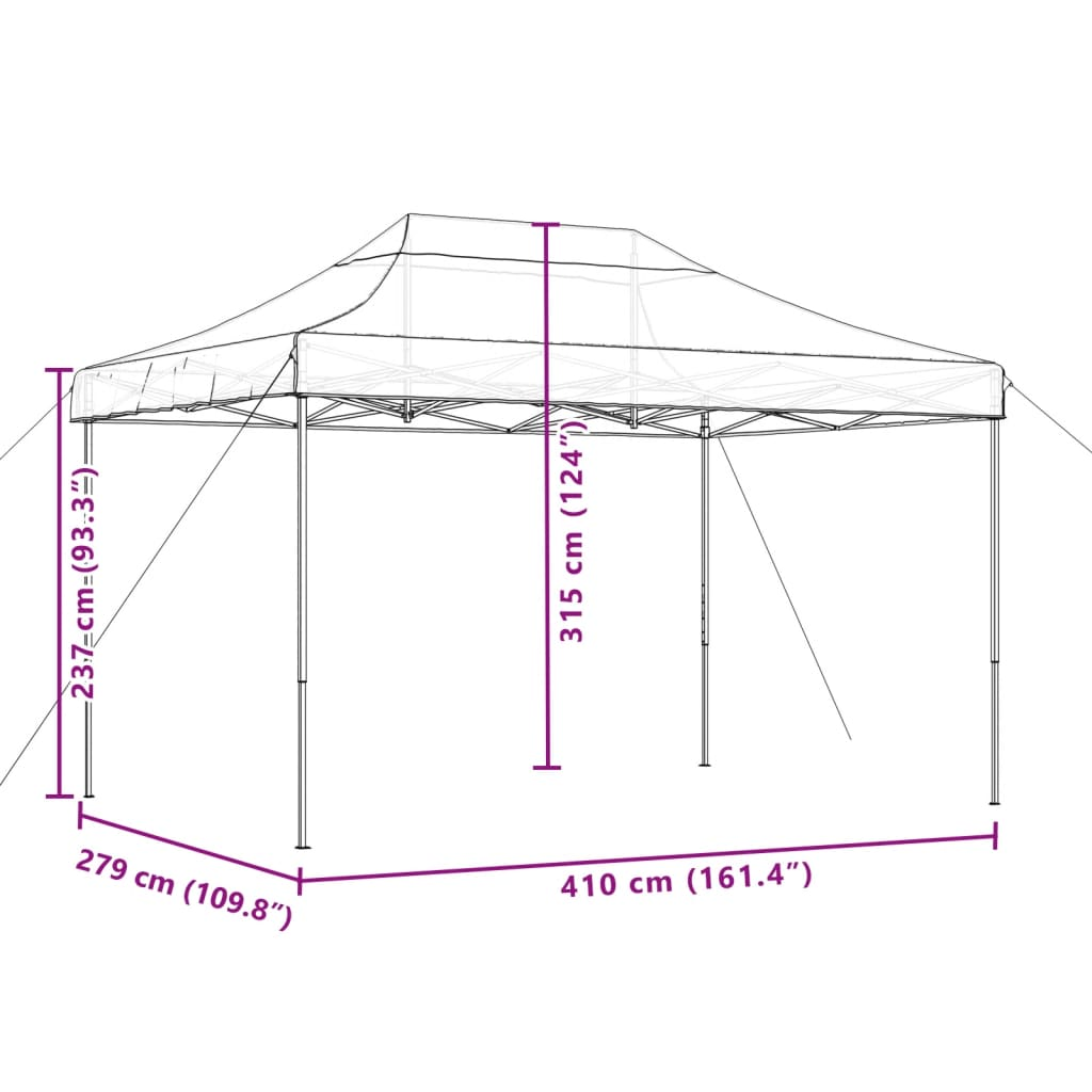 Foldable Party Tent Pop-Up Taupe 410x279x315 cm - Perfect for Outdoor Events