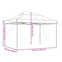 Foldable Party Tent Pop-Up Brown 410x279x315 cm - Perfect for Outdoor Events