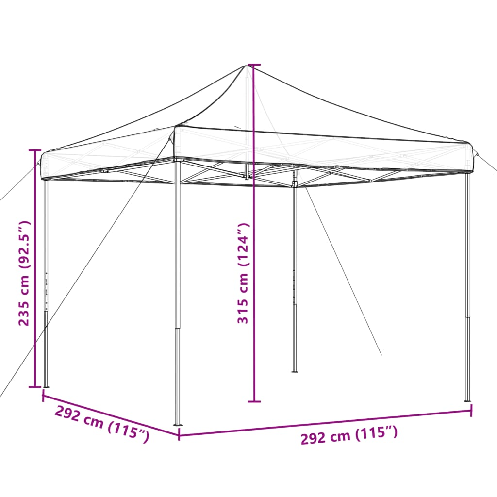 Foldable Party Tent Pop-Up Black 292x292x315 cm - Perfect for Outdoor Events