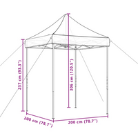 vidaXL Foldable Party Tent Pop-Up Taupe 200x200x306 cm - Outdoor Event Shelter