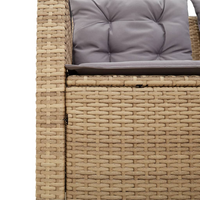 Garden Sofa with Table and Cushions - L-Shaped Beige Poly Rattan | Comfortable Outdoor Furniture