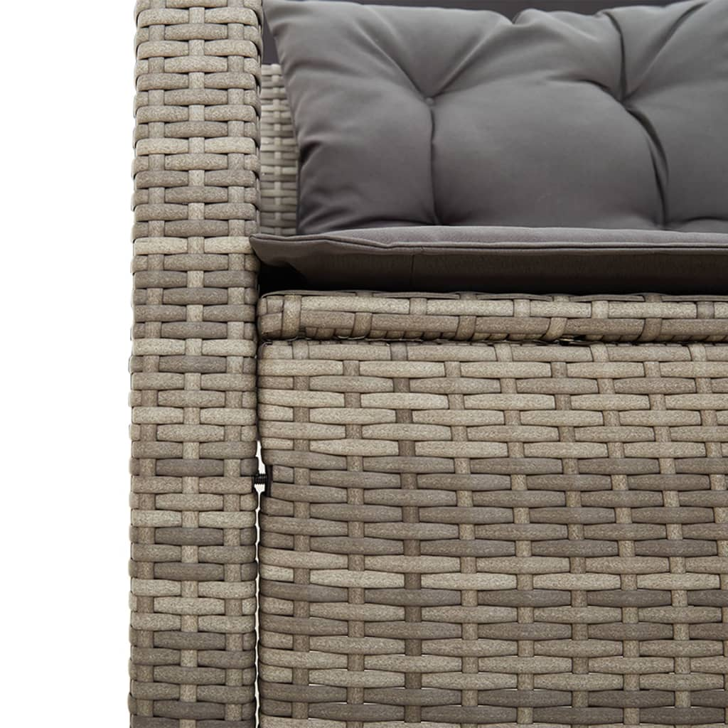 Garden Sofa with Table and Cushions - L-Shaped Grey Poly Rattan | Outdoor Furniture Set